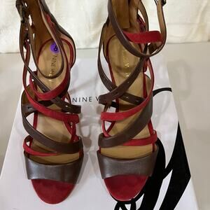 Nine West leather gladiator stiletto shoes size 8